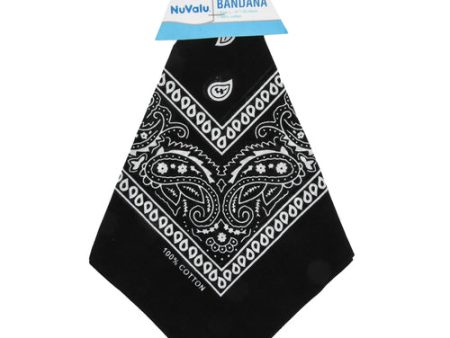 WHOLESALE NUVALU BANDANA BLACK 100% COTTON 21 X 21 SOLD BY CASE Online