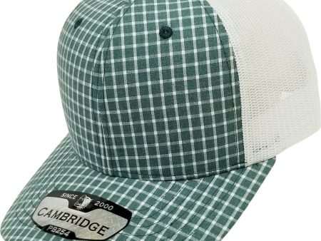 PB254 [TEAL WHITE] PLAID TRUCKER HATS Online Sale