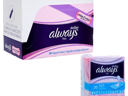 WHOLESALE ALWAYS THIN PANTY LINERS 20CT REGULAR SOLD BY CASE For Cheap