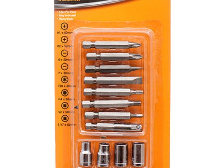 WHOLESALE KINGMAN SCREW BITS & SOCKET SET 12PC SOLD BY CASE For Cheap