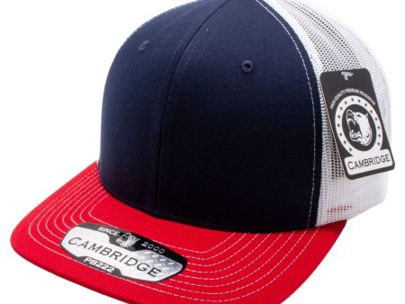 PB222T-NAVY-WHITE-RED CAMBRIDGE TRUCKER HAT Online