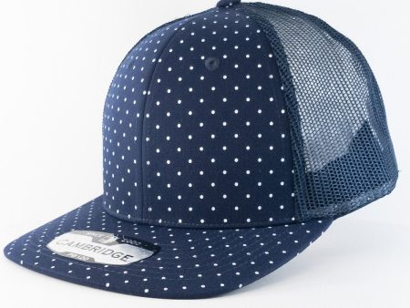 PB120C [NAVY] POLKADOT 6 PANEL MESH TRUCKER HATS For Discount