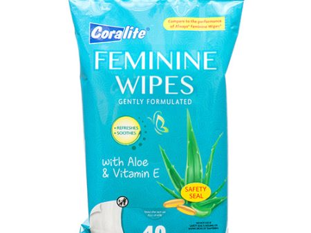 WHOLESALE CORALITE FEMININE WIPES 40 CT SOLD BY CASE For Sale