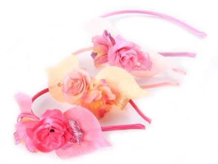 WHOLESALE HAIR BAND W FLOWER ASSORTED COLOR SOLD BY CASE on Sale