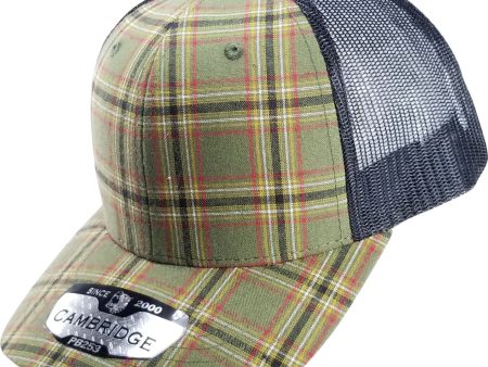 PB253 [OLIVE BLACK] PLAID TRUCKER HATS on Sale