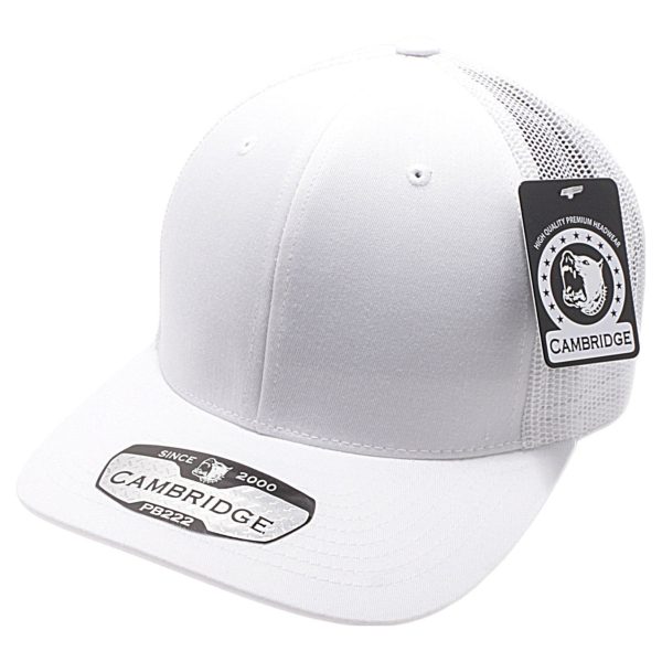 PB222-WHITE CAMBRIDGE TRUCKER HAT For Cheap