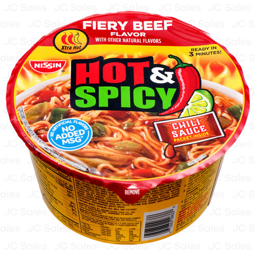 WHOLESALE NISSIN BOWL HOT & SPICY BEEF 3.28 OZ SOLD BY CASE For Discount