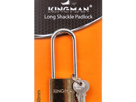 WHOLESALE KINGMAN BRASS PADLOCK LONG SHACKLE 38MM W  IRON CORE SOLD BY CASE on Sale