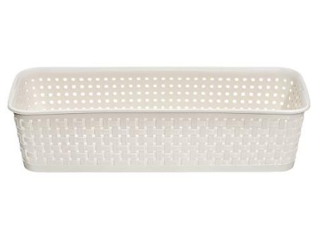 WHOLESALE NUVALU PLASTIC BASKET WHITE COLOR RATTAN 12.2 X 4.72 X 2.95 #7 SOLD BY CASE Online