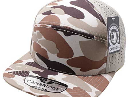 PB260 [BEIGE KHAKI] SHINY CAMO CAMPER PERFORATED SNAPBACK HATS Sale