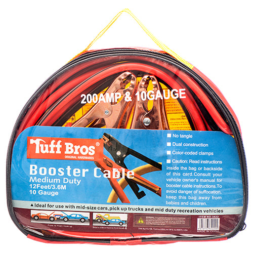 WHOLESALE BOOSTER CABLE 12FT 10GUAGE 200AMP W CARRYING CASE SOLD BY CASE For Sale