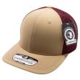 PB222-KHAKI-BURGUNDY CAMBRIDGE TRUCKER HAT Sale