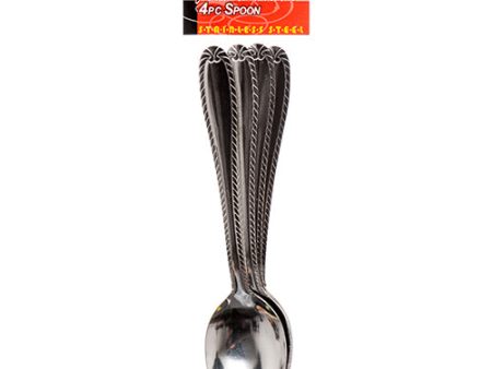 WHOLESALE SPOON STAINLESS STEEL 4PC IN BAG #A0009B SOLD BY CASE For Discount