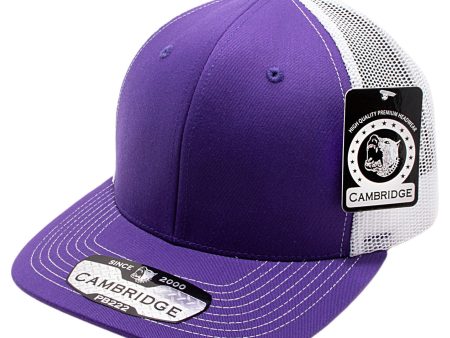 PB222-PURPLE-WHITE CAMBRIDGE TRUCKER HAT For Sale