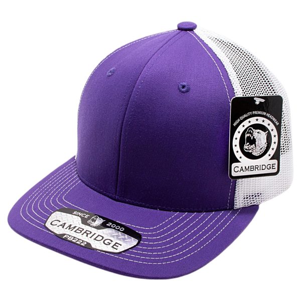 PB222-PURPLE-WHITE CAMBRIDGE TRUCKER HAT For Sale