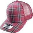 PB253 [BURGUNDY] PLAID TRUCKER HATS Hot on Sale