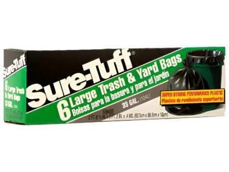 WHOLESALE SURE-TUFF TRASH BAG BLACK 33 GALLON 6 CT SOLD BY CASE Cheap