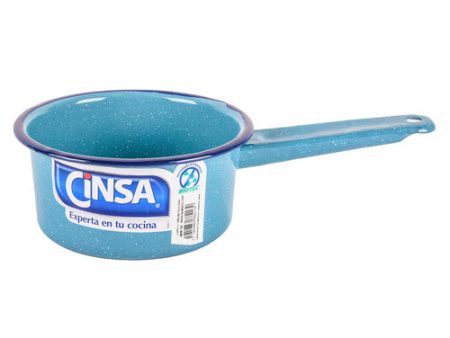 WHOLESALE CINSA ENAMELE STEEL SAUCE PAN 1QTS #14 SOLD BY CASE For Sale