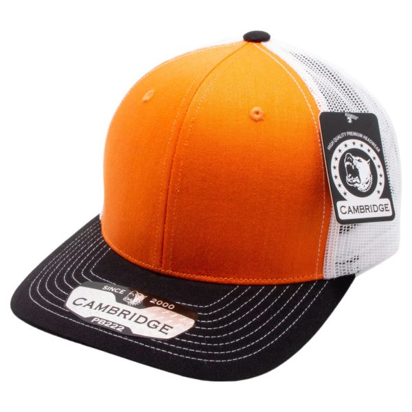 PB222T-ORANGE-WHITE-BLACK CAMBRIDGE TRUCKER HAT Online