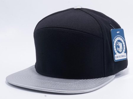 PB155 [BLACK SILVER] WOOL BLEND LEATHER SNAPBACK HATS Hot on Sale