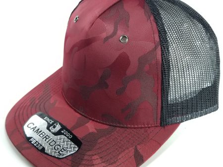 PB238 [BURGUNDY] CAMBRIDGE 5 PANEL SHINY CAMO TRUCKER For Sale