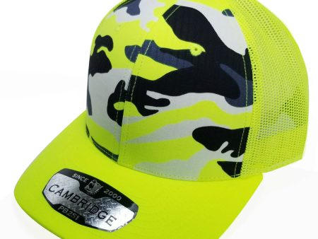 PB251 [N.YELLOW CAMO] CAMBRIDGE 6 PANEL CAMO TRUCKER HAT Cheap