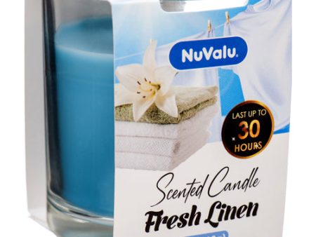 WHOLESALE NUVALU CANDLE TUMBLER 4 OZ FRESH LINEN SOLD BY CASE For Sale