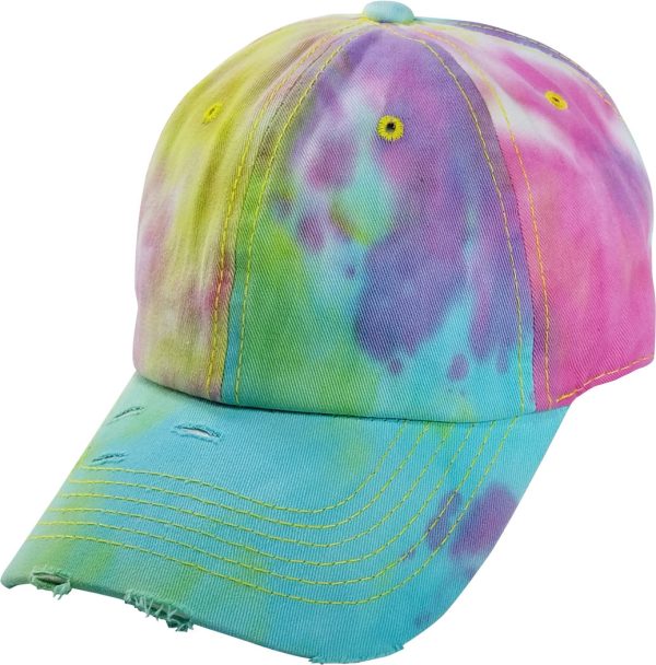 PB255 [MULTI] PLAIN TIE DYE VINTAGE COTTON DAD HAT For Cheap