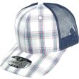 PB253 [WHITE NAVY] PLAID TRUCKER HATS Discount