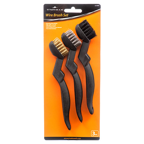 WHOLESALE KINGMAN WIRE BRUSH 3PC SET W  PLASTIC HANDLE SOLD BY CASE on Sale