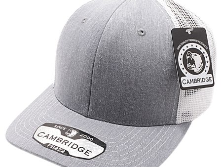 PB222H-HEATHER GRAY-WHITE CAMBRIDGE TRUCKER HAT For Cheap