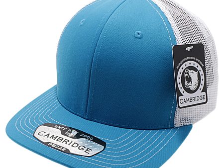 PB222-AQUA-WHITE CAMBRIDGE TRUCKER HAT For Cheap