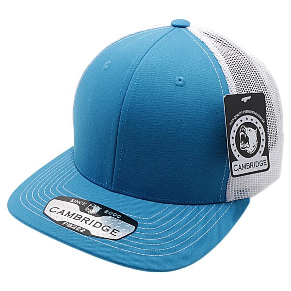 PB222-AQUA-WHITE CAMBRIDGE TRUCKER HAT For Cheap