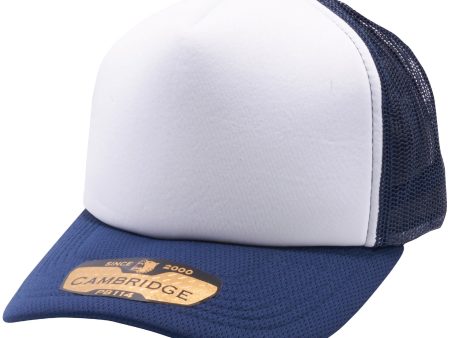 PB114 [WHITE NAVY NAVY] 5 PANEL FOAM TRUCKER HATS Online Sale