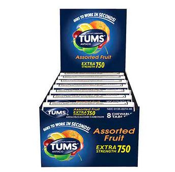 Tums Extra Strength 750 Antacid, Assorted Fruit, 12 ct on Sale