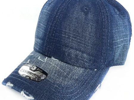 PB136V [DARK DENIM] UNSTRUCTURED DISTRESSED VINTAGE COTTON TWILL DAD HAT Sale