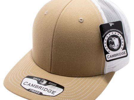 PB222-KHAKI-WHITE CAMBRIDGE TRUCKER HAT Fashion