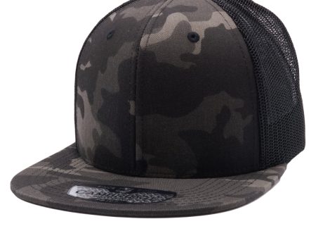 PB107 [BLACK CAMO BLACK] COTTON 6PANEL TRUCKER HATS Cheap