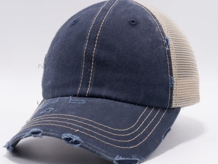 PB220 [NAVY KHAKI] PIGMENT VINTAGE MESH TRUCKER HATS Online Sale