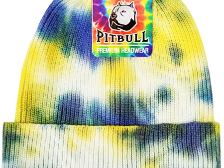 PB266 [INDIGO YELLOW] TIE DYE CUFFED KNIT BEANIE HATS Hot on Sale