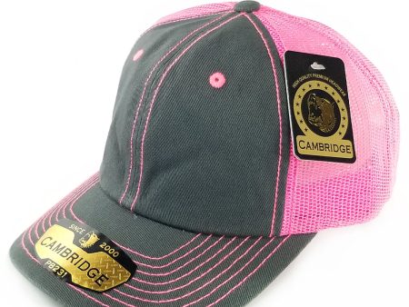 PB231 [CHARCOAL N.PINK] UNSTRUCTURED DAD TRUCKER HAT Sale