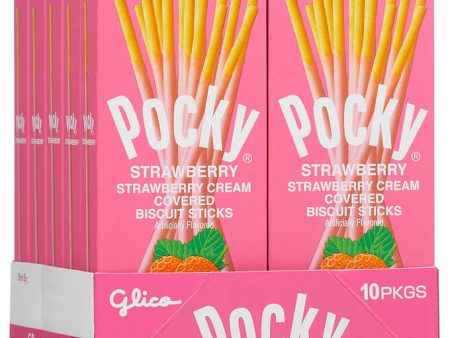 Pocky Strawberry Cream Covered Biscuit Sticks, 1.41oz 10ct Supply