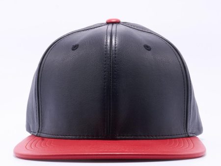 PB158 [BLACK RED] LEATHER SNAPBACK HATS For Sale