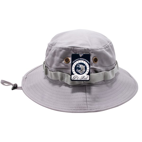 PB169 [L.GREY] PLAIN WASHED BOONIES WITH STRAPPED BUCKET HATS Fashion