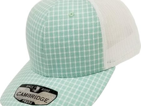 PB254 [MINT WHITE] PLAID TRUCKER HATS Discount