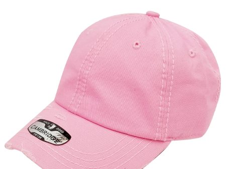 PB136V [LIGHT PINK] UNSTRUCTURED DISTRESSED VINTAGE COTTON TWILL DAD HAT For Sale