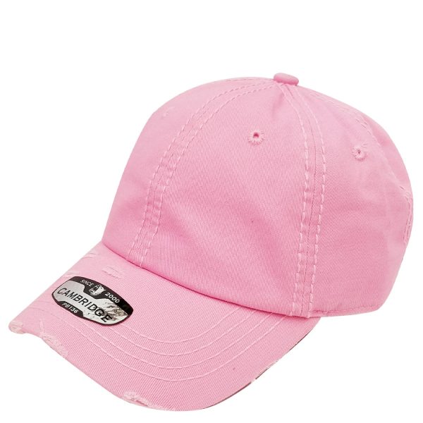 PB136V [LIGHT PINK] UNSTRUCTURED DISTRESSED VINTAGE COTTON TWILL DAD HAT For Sale