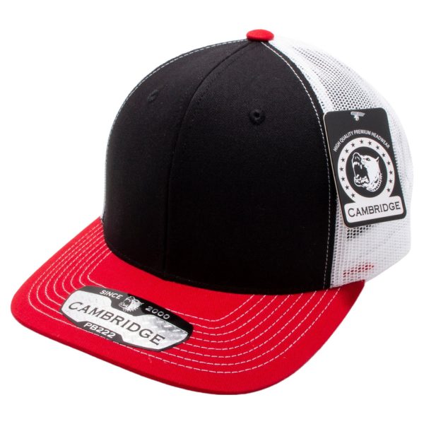 PB222-BLACK-WHITE-RED CAMBRIDGE TRUCKER HAT Supply