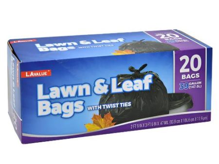 WHOLESALE LAWN & LEAF  BAGS 39GAL 20CT BLACK  W  TWIST TIES SOLD BY CASE Fashion