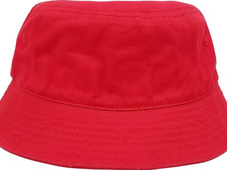 PB183 [RED] PLAIN WASHED COTTON FISHERMAN BUCKET HATS For Discount